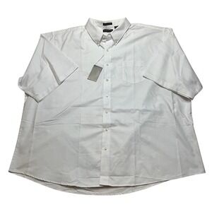 UltraClub Button Down Mens 5XL White Wrinkle Resistant Short Sleeve Oxford Shirt